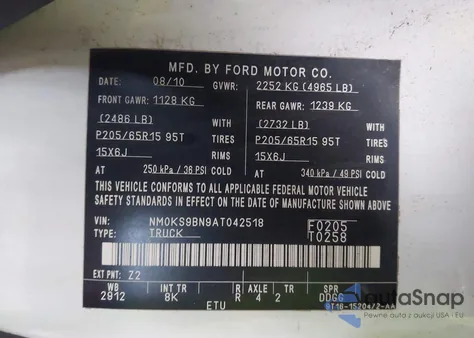 2010 Ford Transit Connect Xlt z USA, uszkodzony, nr VIN NM0KS9BN9AT042518